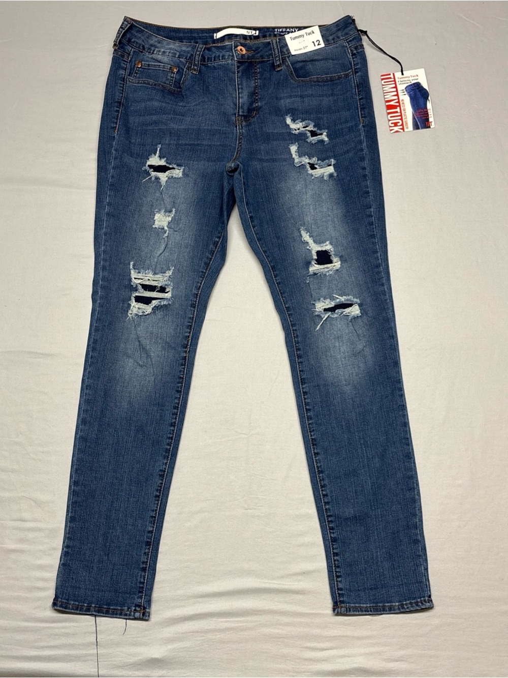 !it jeans Women’s Distressed Skinny Jeans - Dark Blue